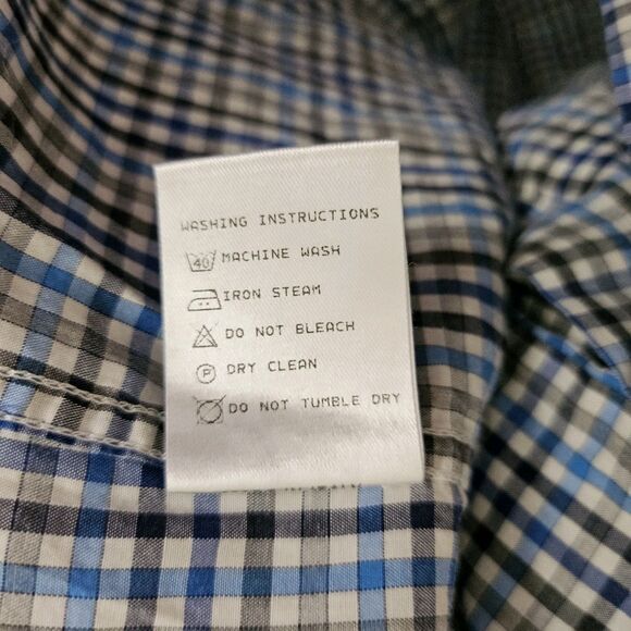 Billy Reid Shirt Mens Large Blue Plaid Check Button Down Longsleeve Standard Cut - Picture 5 of 10